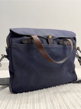 Vintage Filson Rugged Twill Navy Blue Messenger Briefcase
